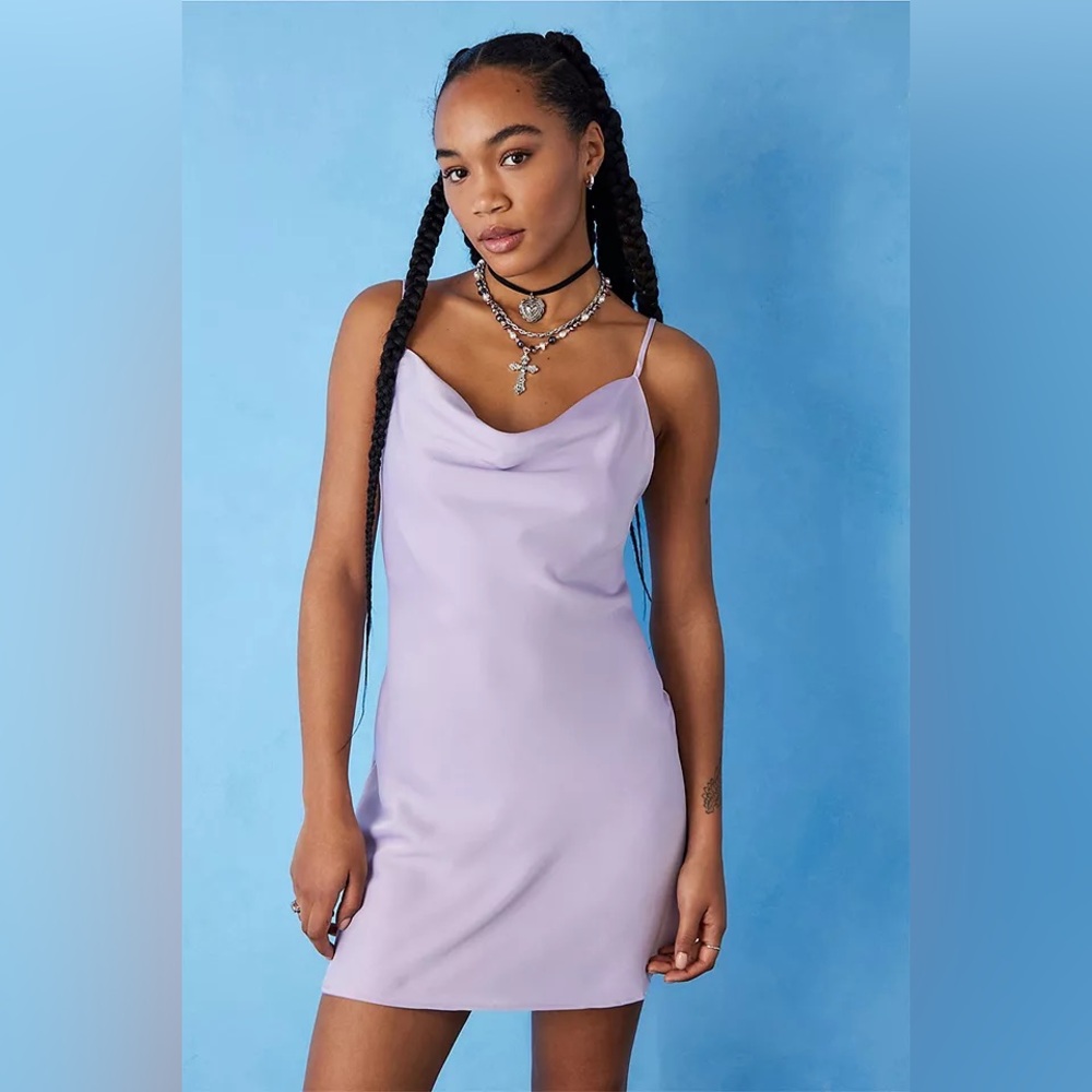 Urban Outfitters Light Before Dark Mallory Cowl Lavender Slip Mini Dress Size M